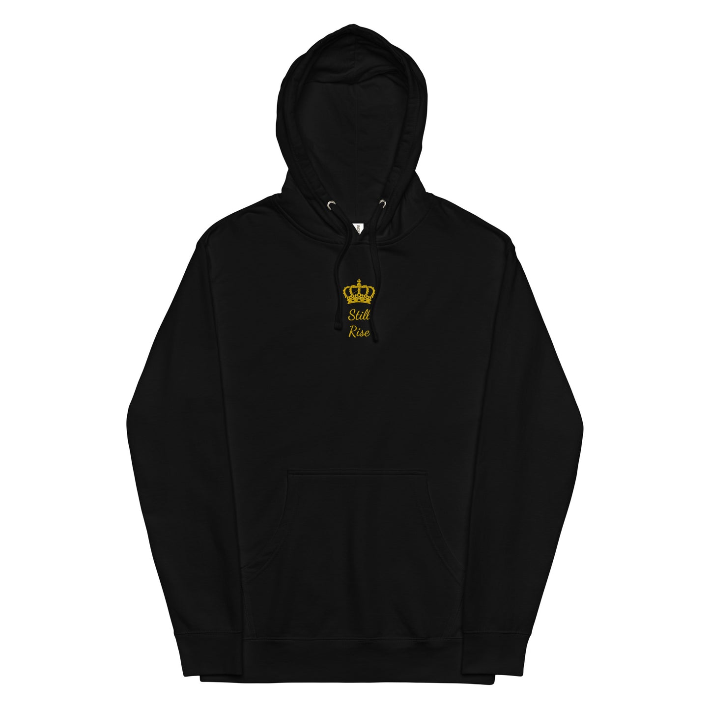 THSR Adult Pullover Hoodie with Center-Chest Logo – Black or White Pullover Hoodies Featuring Gold "Still Rise" under a crown Design for Adults