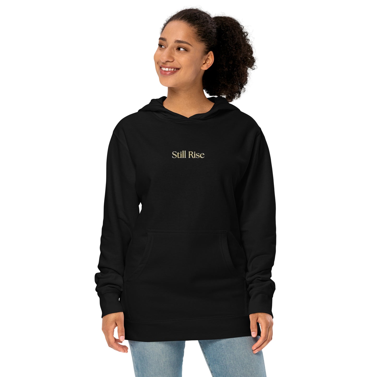 THSR Adult Pullover Hoodie with Center-Chest Logo – Black or White Pullover Hoodies Featuring Bold Gold "Still Rise" Design for Adults