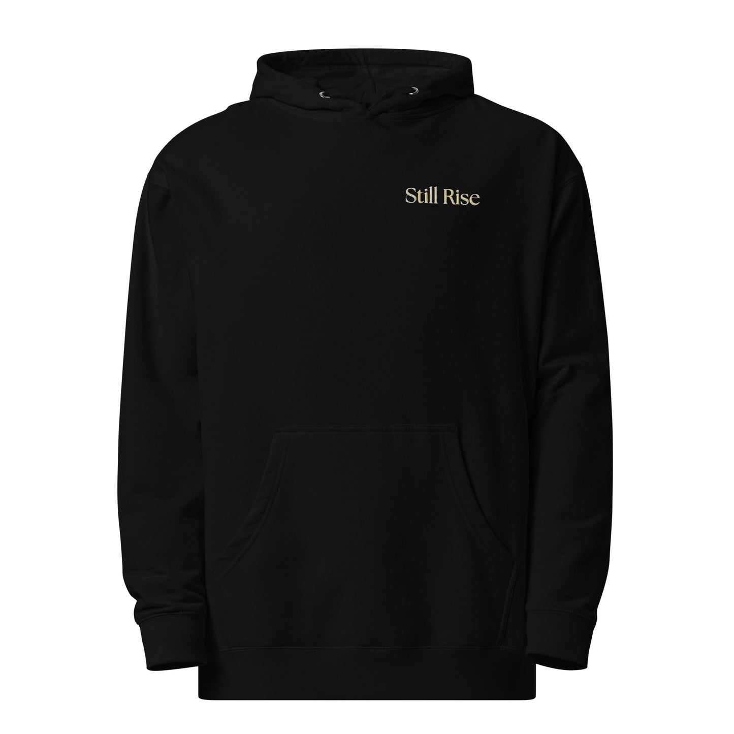 THSR Adult Pullover Hoodie with Left-Chest Logo – Black or White Pullover Hoodies Featuring Bold Gold "Still Rise" Design for Adults