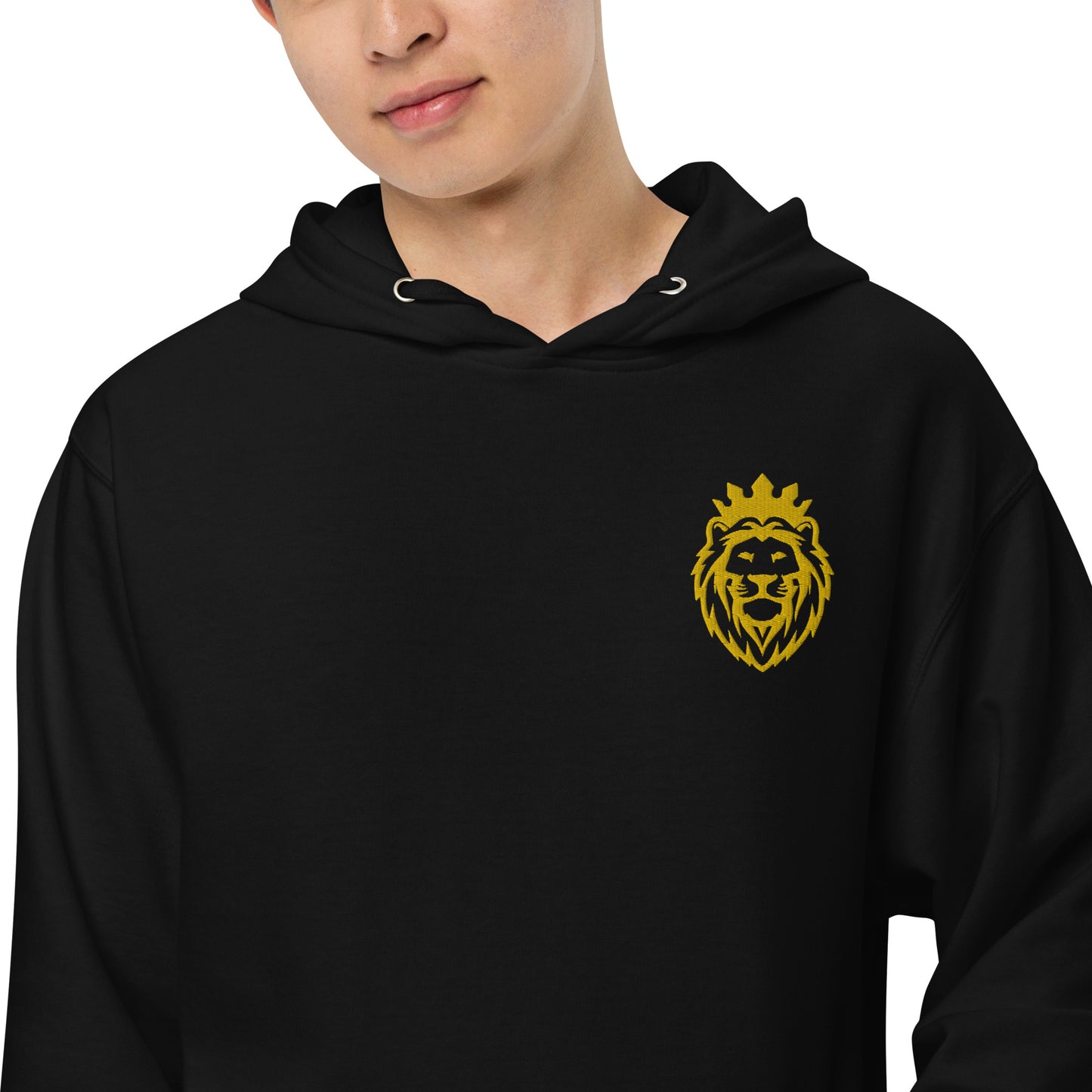 THSR Adult Pullover Hoodie with Left-Chest Logo – Black or White Pullover Hoodies Featuring Gold THSR KING Lion wearing a crown Design for Adults