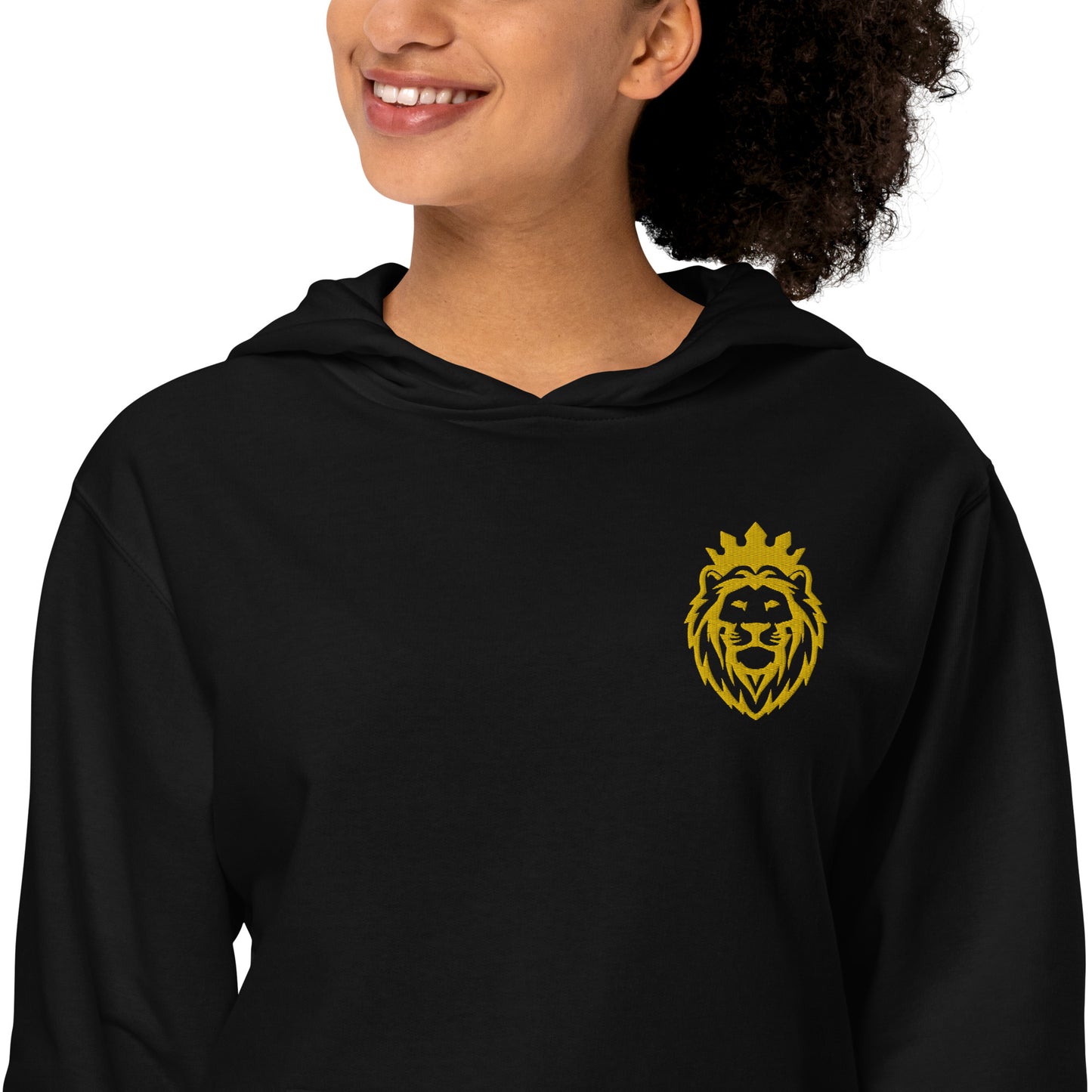 THSR Adult Pullover Hoodie with Left-Chest Logo – Black or White Pullover Hoodies Featuring Gold THSR KING Lion wearing a crown Design for Adults