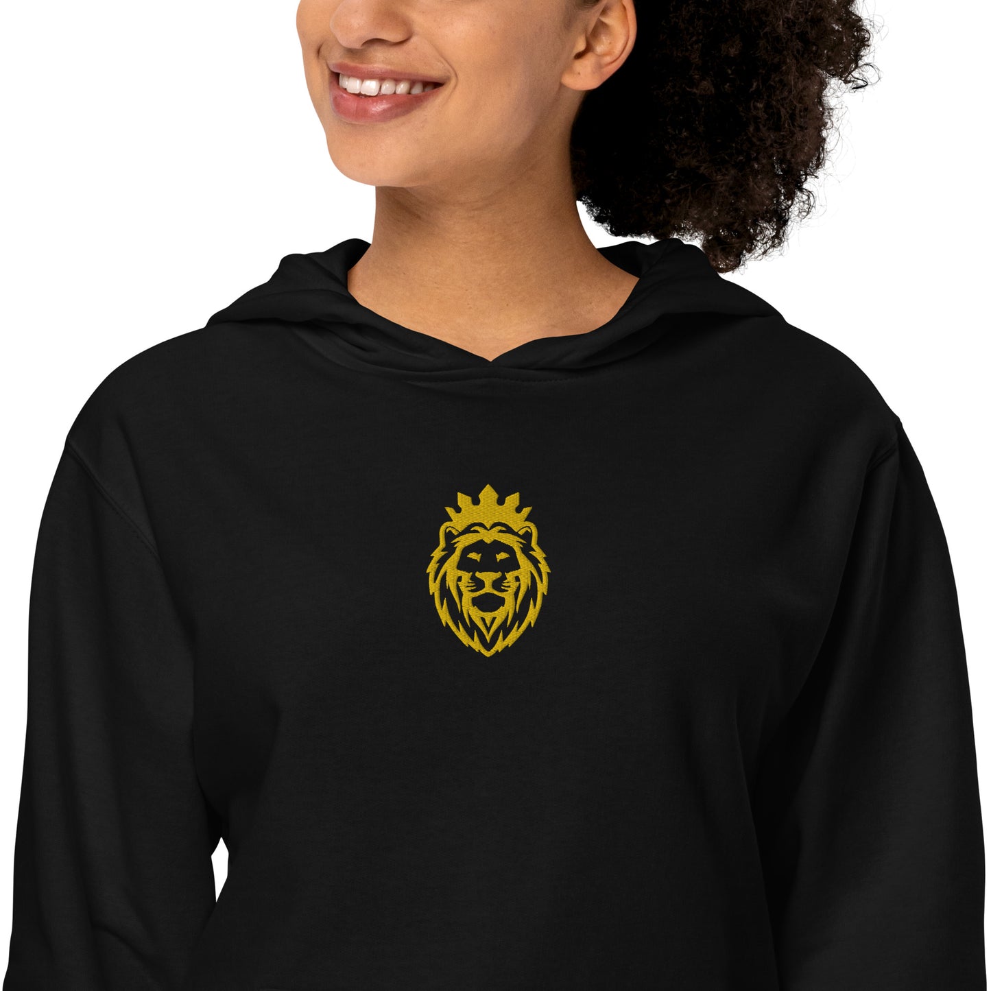 THSR Adult Pullover Hoodie with Center-Chest Logo – Black or White Pullover Hoodies Featuring Gold THSR KING Lion wearing a crown Design for Adults