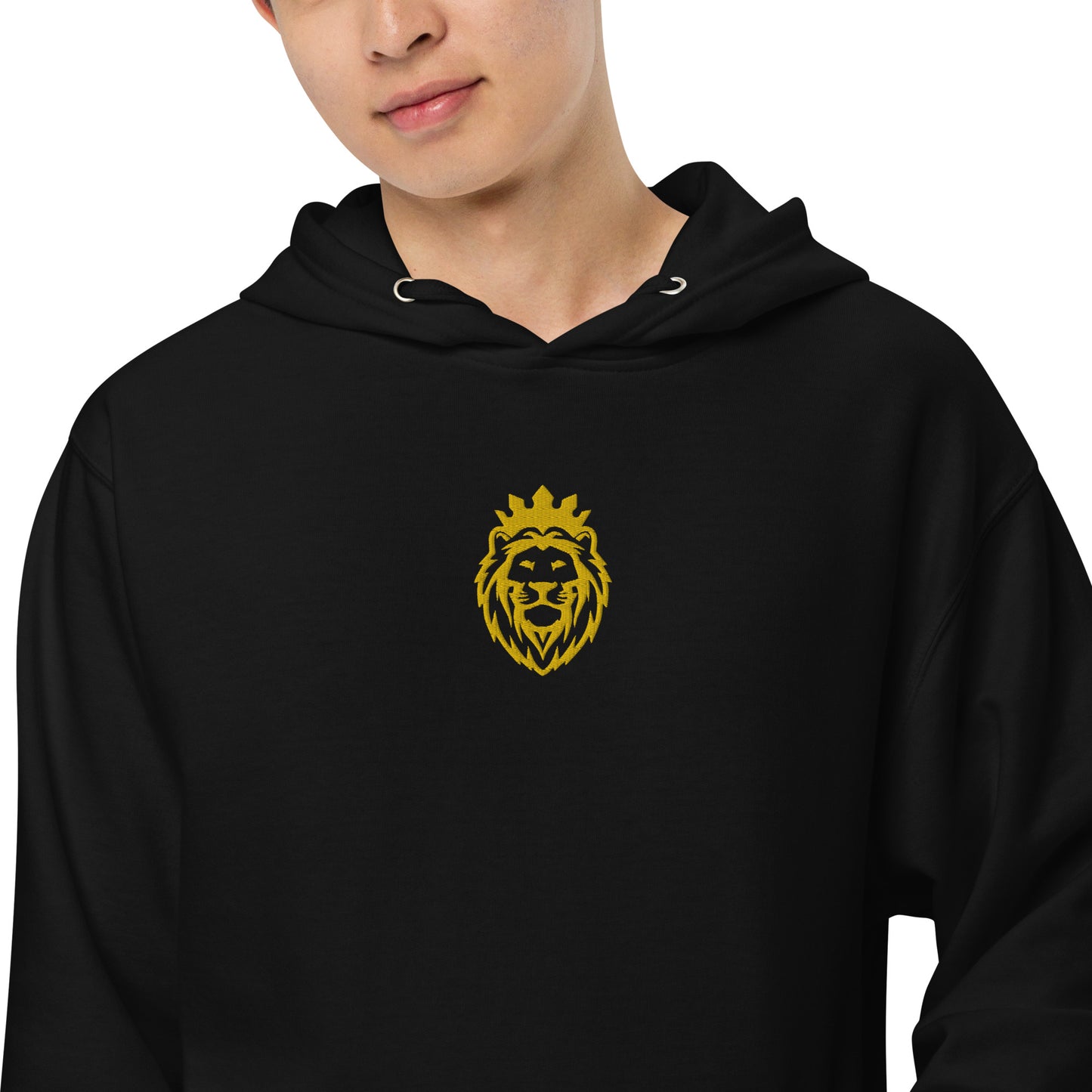 THSR Adult Pullover Hoodie with Center-Chest Logo – Black or White Pullover Hoodies Featuring Gold THSR KING Lion wearing a crown Design for Adults