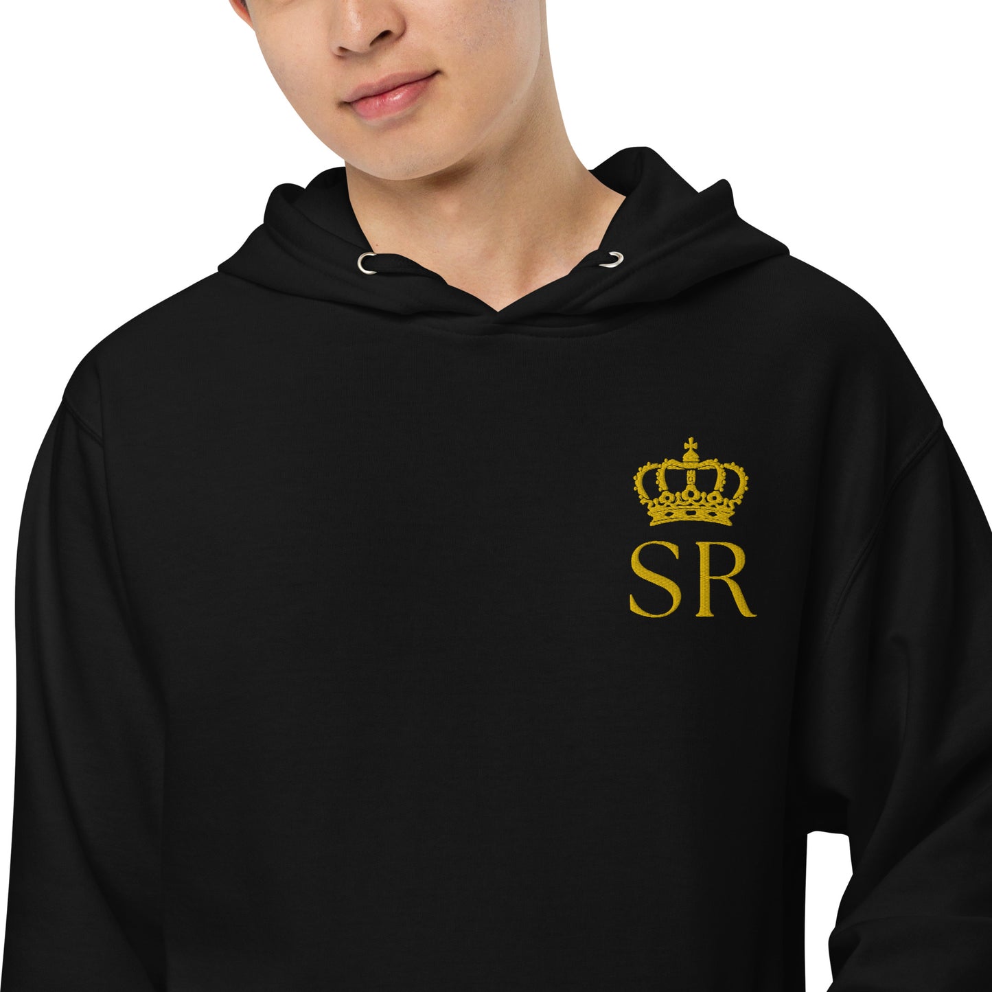 THSR Adult Pullover Hoodie with Left-Chest Logo – Black or White Pullover Hoodies Featuring Gold "SR" under a crown Design for Adults