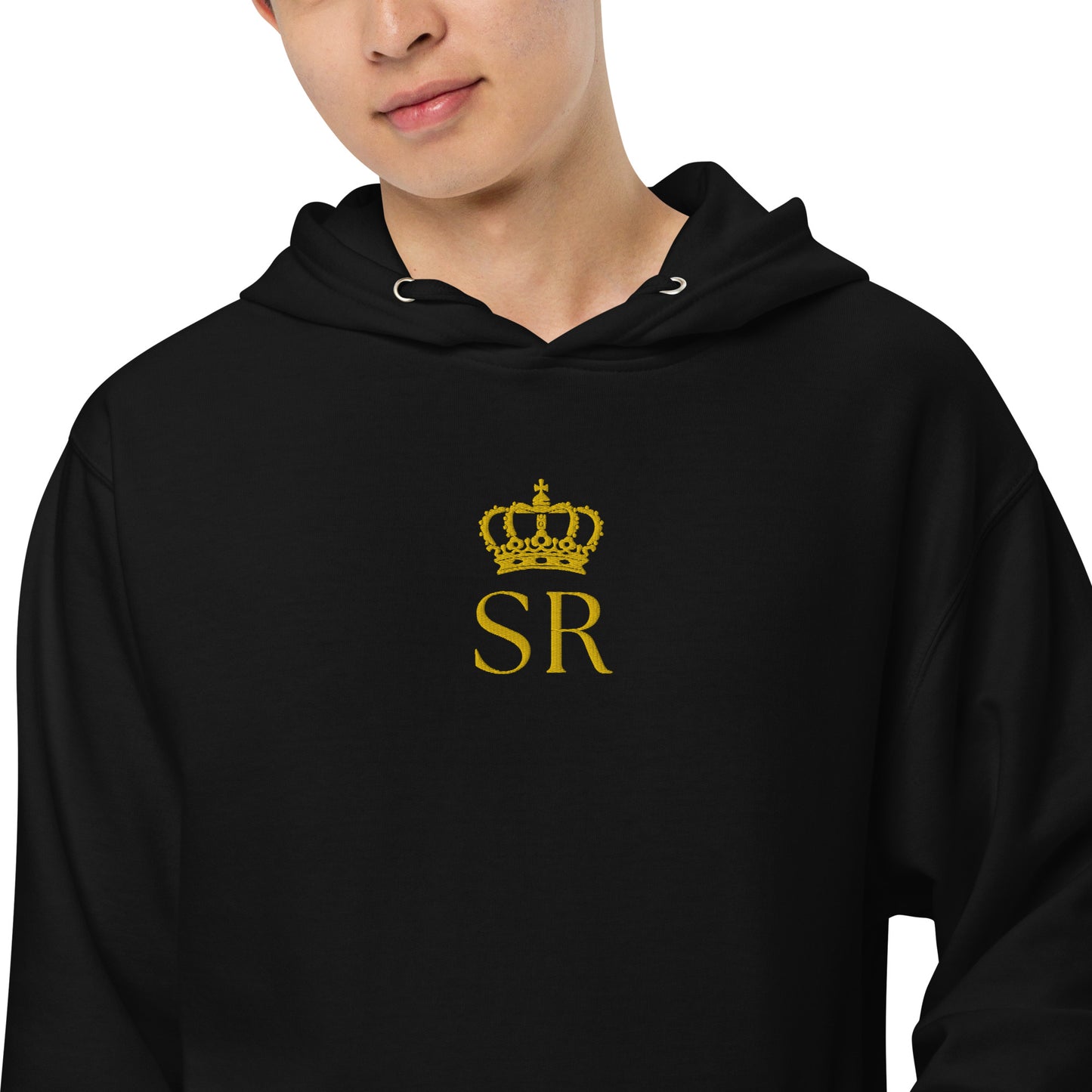 THSR Adult Pullover Hoodie with Center-Chest Logo – Black or White Pullover Hoodies Featuring Gold "SR" under a crown Design for Adults