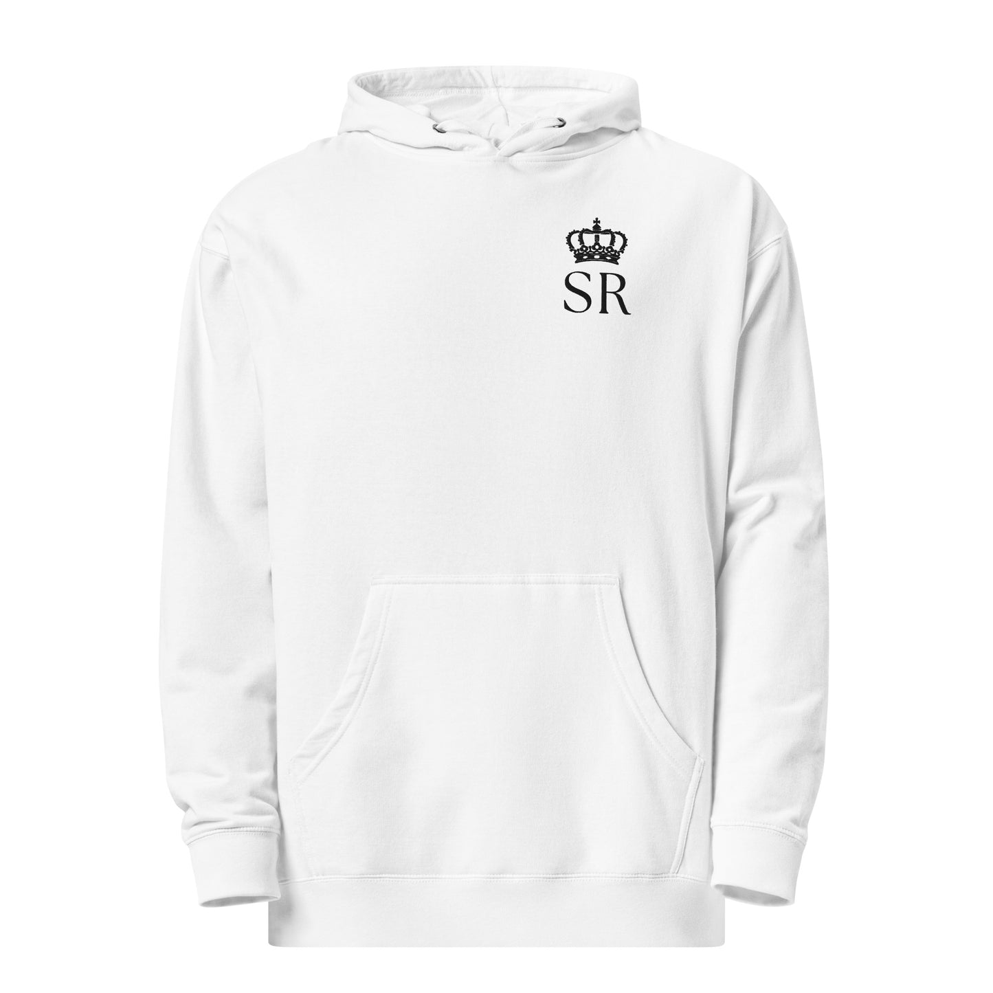 THSR Adult Pullover Hoodie with Left-Chest Logo – White Pullover Hoodies Featuring Black THSR "SR" under a crown Design for Adults