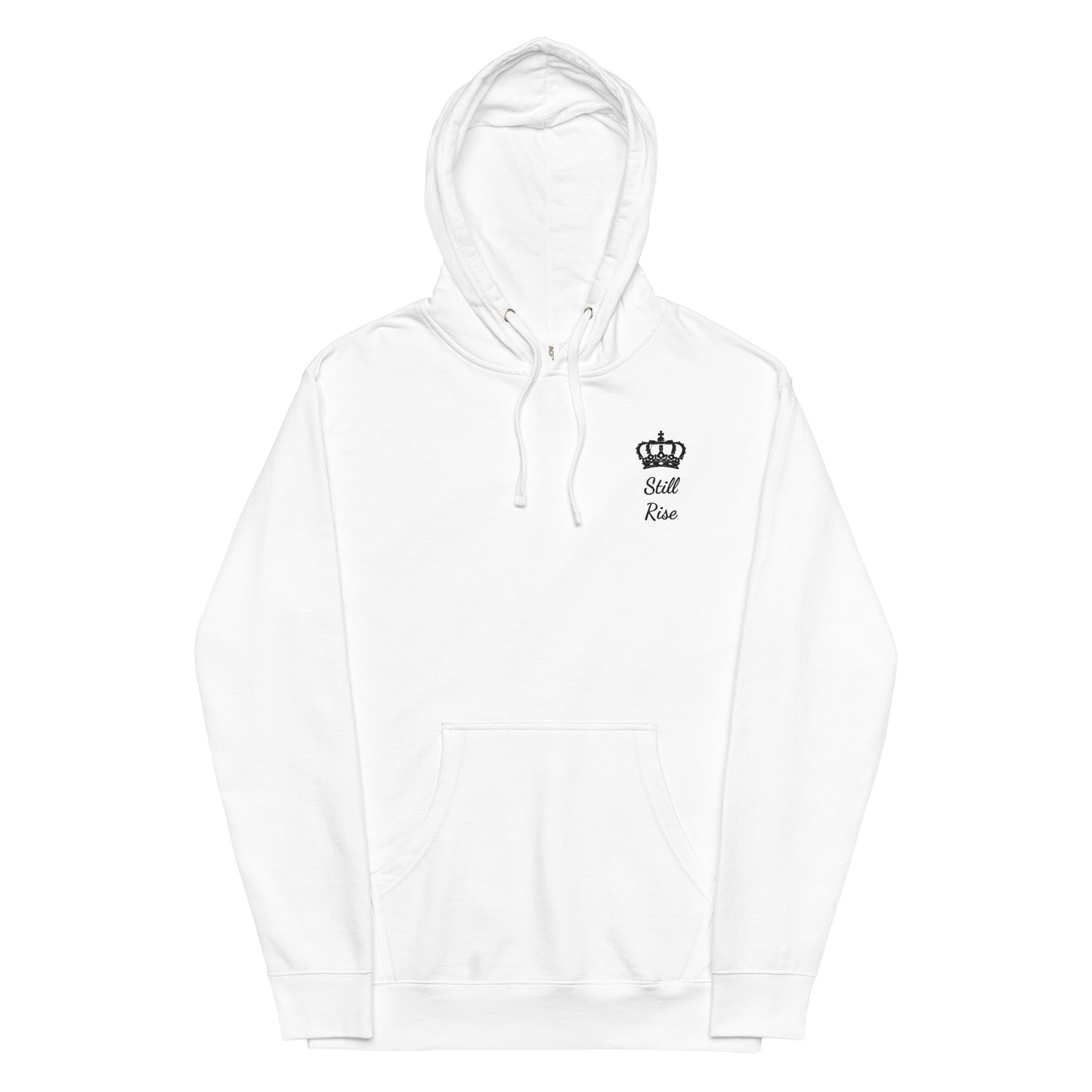 THSR Adult Pullover Hoodie with Left-Chest Logo – White Pullover Hoodies Featuring Black THSR "Still Rise" under a crown Design for Adults