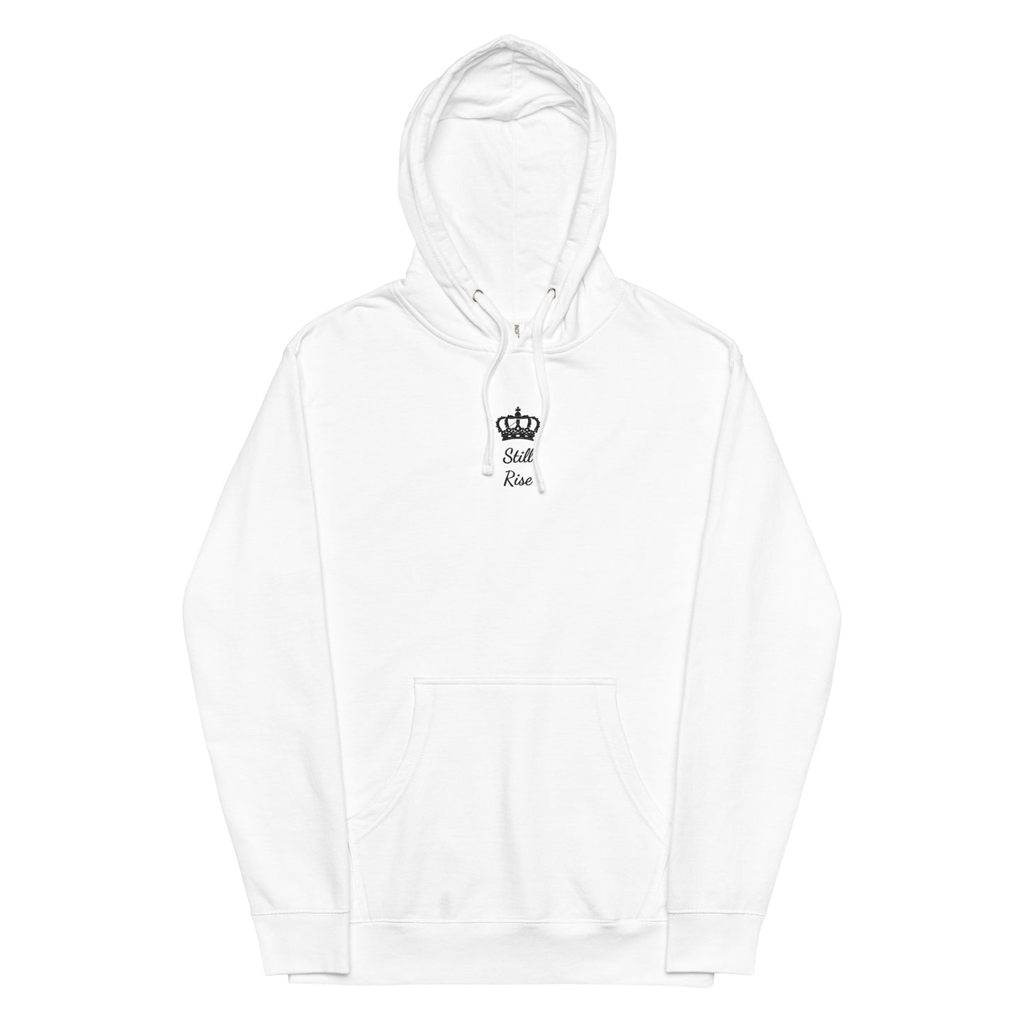 THSR Adult Pullover Hoodie with Center-Chest Logo – White Pullover Hoodies Featuring Black THSR "Still Rise" under a crown Design for Adults