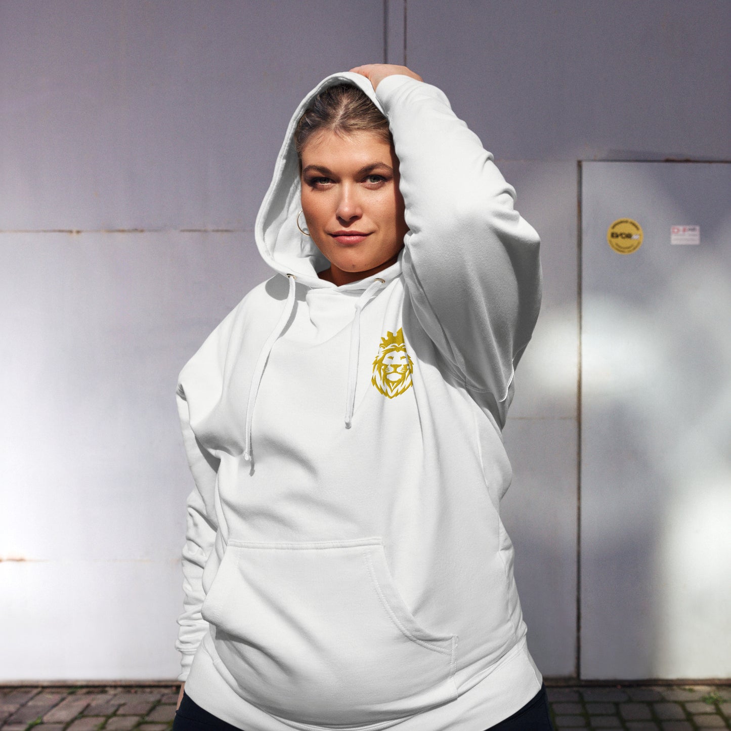 THSR Adult Pullover Hoodie with Left-Chest Logo – Black or White Pullover Hoodies Featuring Gold THSR KING Lion wearing a crown Design for Adults