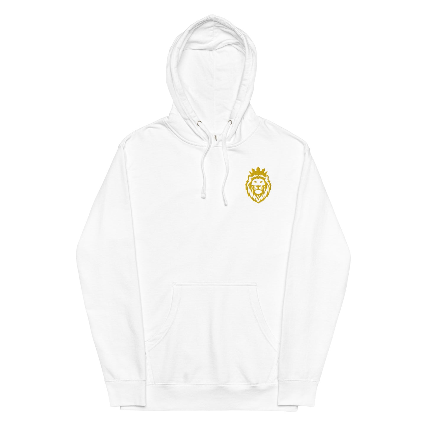 THSR Adult Pullover Hoodie with Left-Chest Logo – Black or White Pullover Hoodies Featuring Gold THSR KING Lion wearing a crown Design for Adults