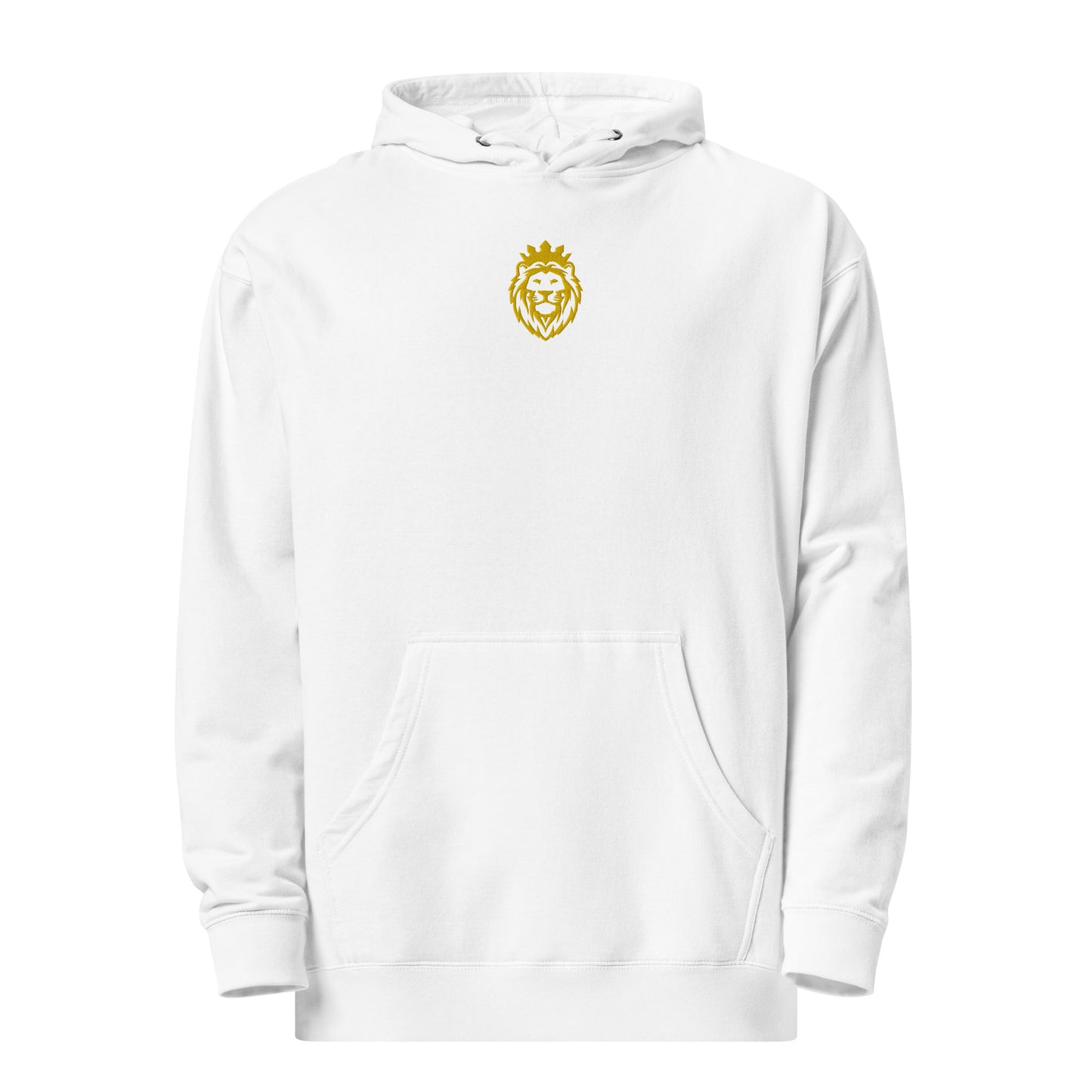 THSR Adult Pullover Hoodie with Center-Chest Logo – Black or White Pullover Hoodies Featuring Gold THSR KING Lion wearing a crown Design for Adults