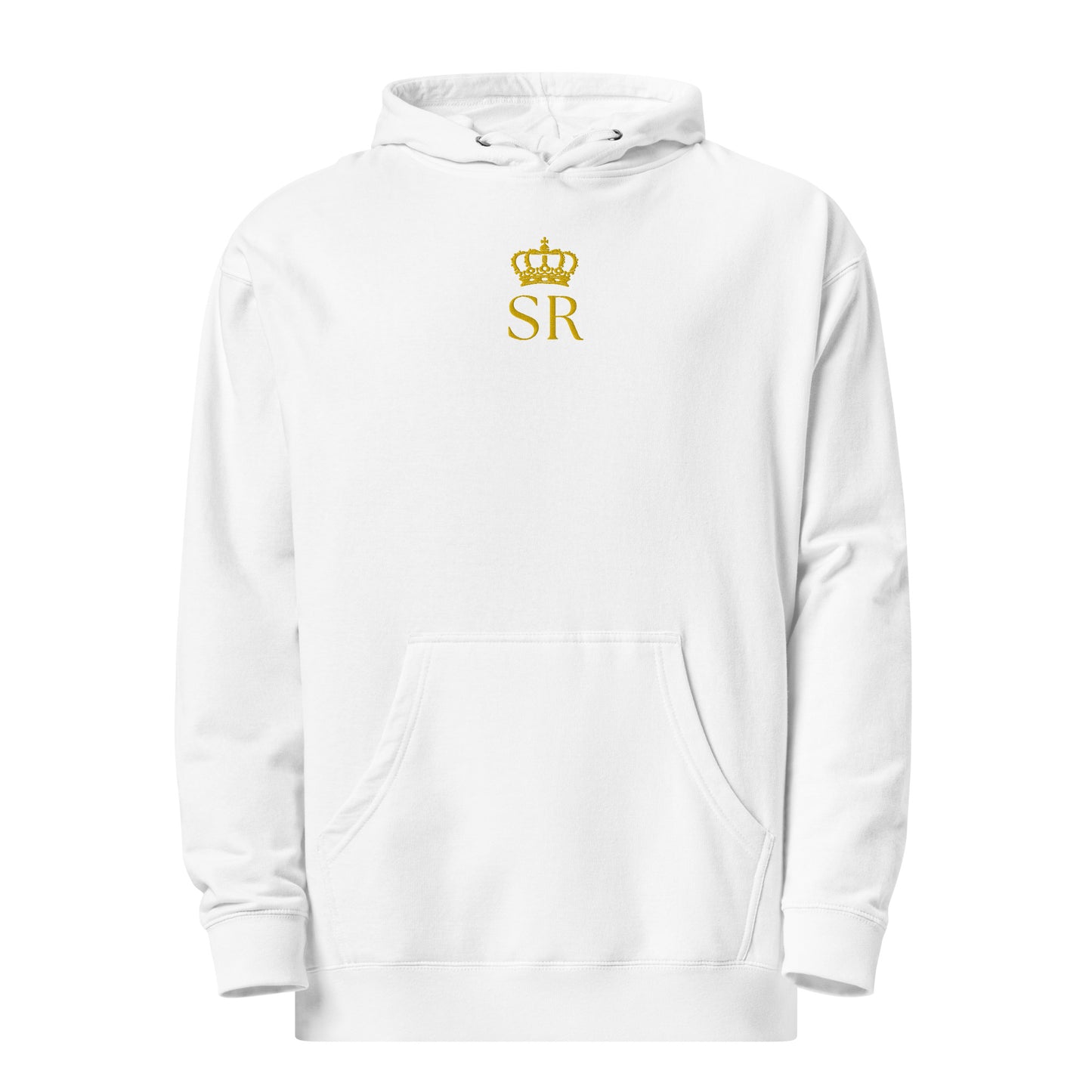 THSR Adult Pullover Hoodie with Center-Chest Logo – Black or White Pullover Hoodies Featuring Gold "SR" under a crown Design for Adults