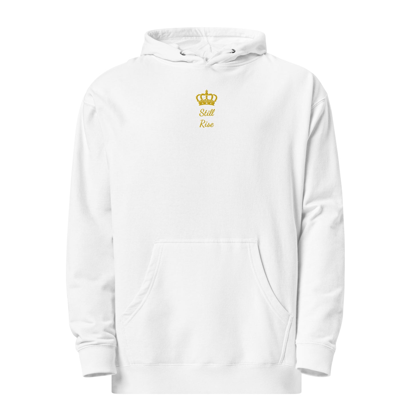 THSR Adult Pullover Hoodie with Center-Chest Logo – Black or White Pullover Hoodies Featuring Gold "Still Rise" under a crown Design for Adults