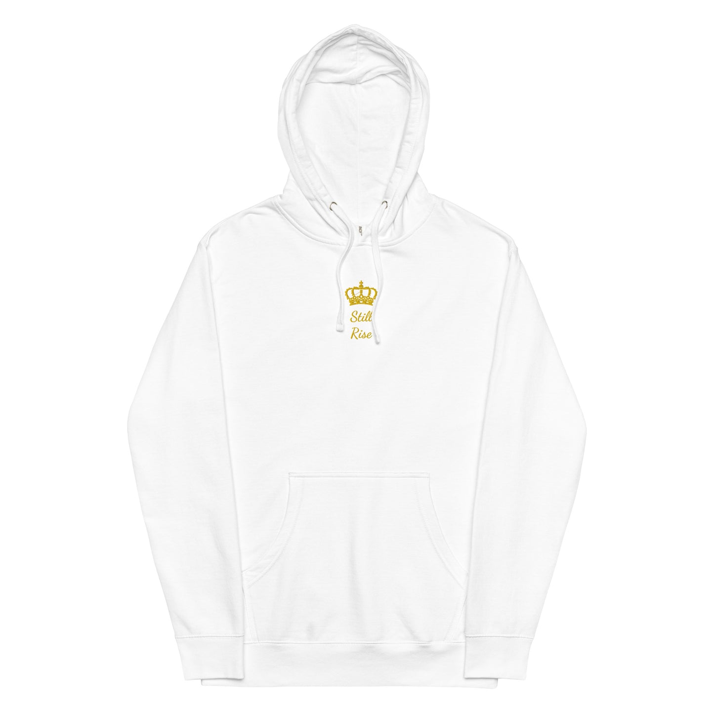 THSR Adult Pullover Hoodie with Center-Chest Logo – Black or White Pullover Hoodies Featuring Gold "Still Rise" under a crown Design for Adults