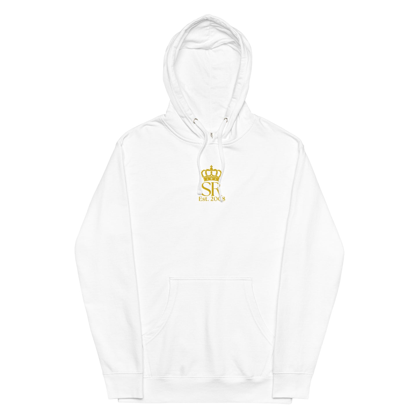 THSR Adult Pullover Hoodie with Center-Chest Logo – Black or White Pullover Hoodies Featuring Gold "SR Est. 2008" under a crown Design for Adults