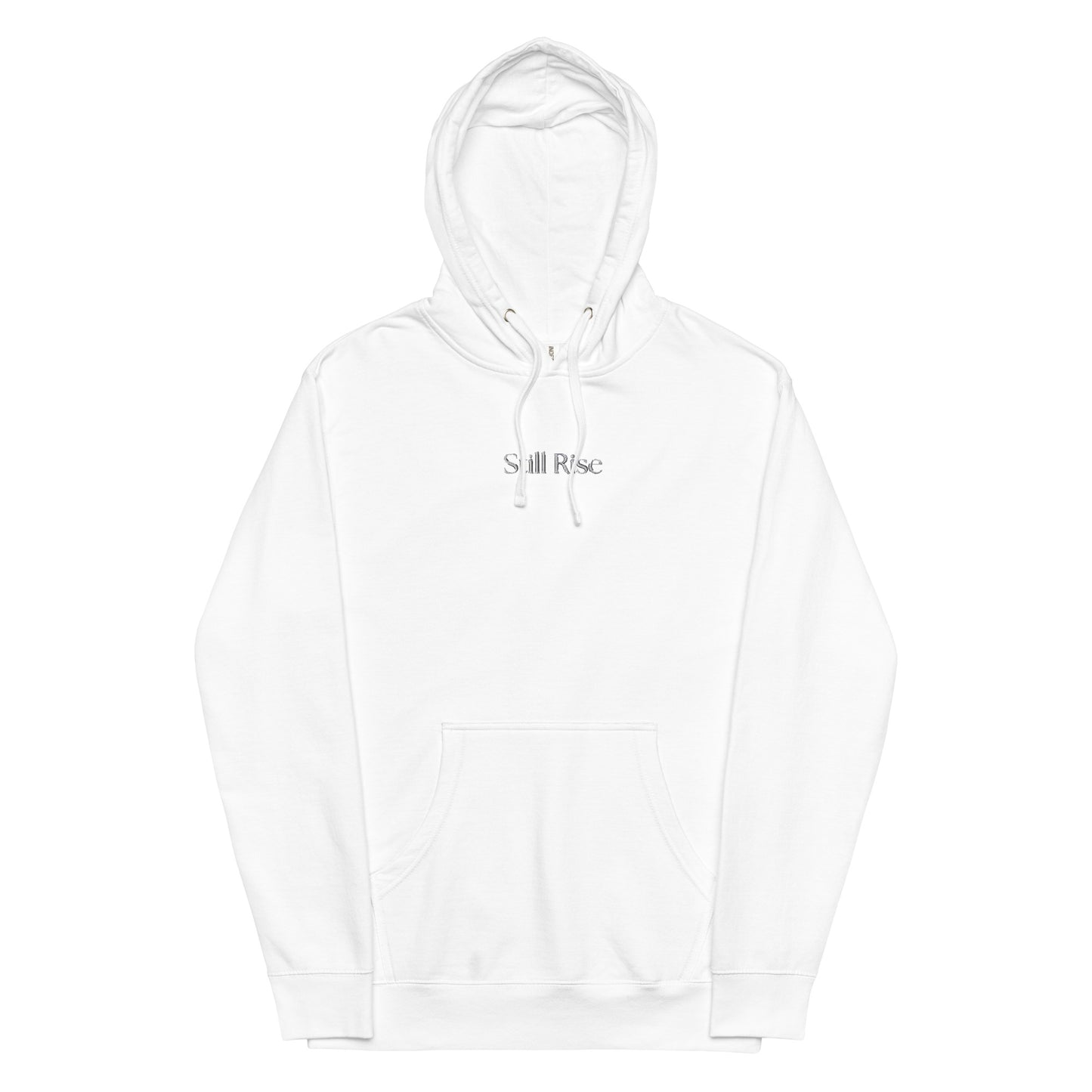 THSR Adult Pullover Hoodie with Center-Chest Logo – White Pullover Hoodies Featuring Bold Black "Still Rise" Design for Adults