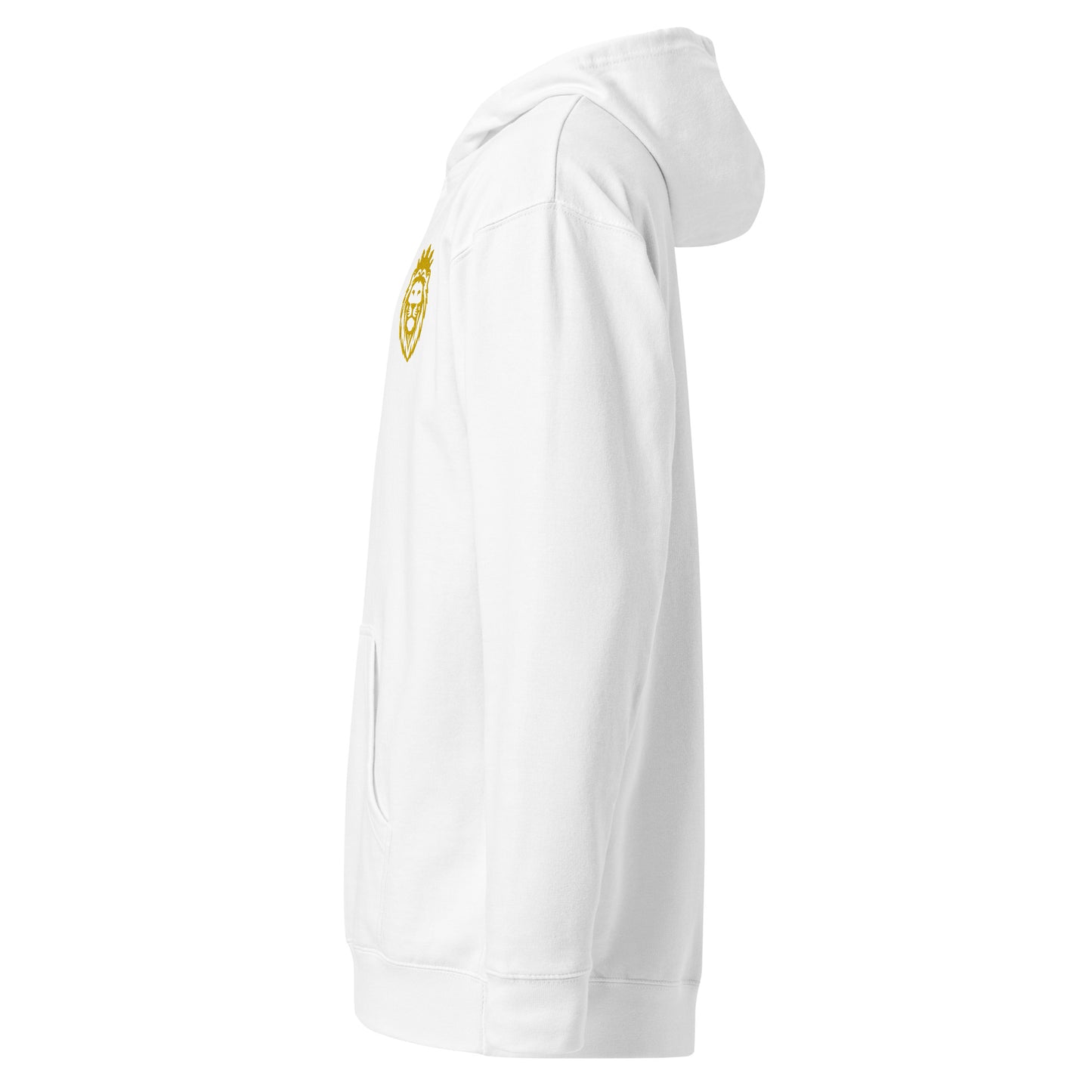 THSR Adult Pullover Hoodie with Left-Chest Logo – Black or White Pullover Hoodies Featuring Gold THSR KING Lion wearing a crown Design for Adults