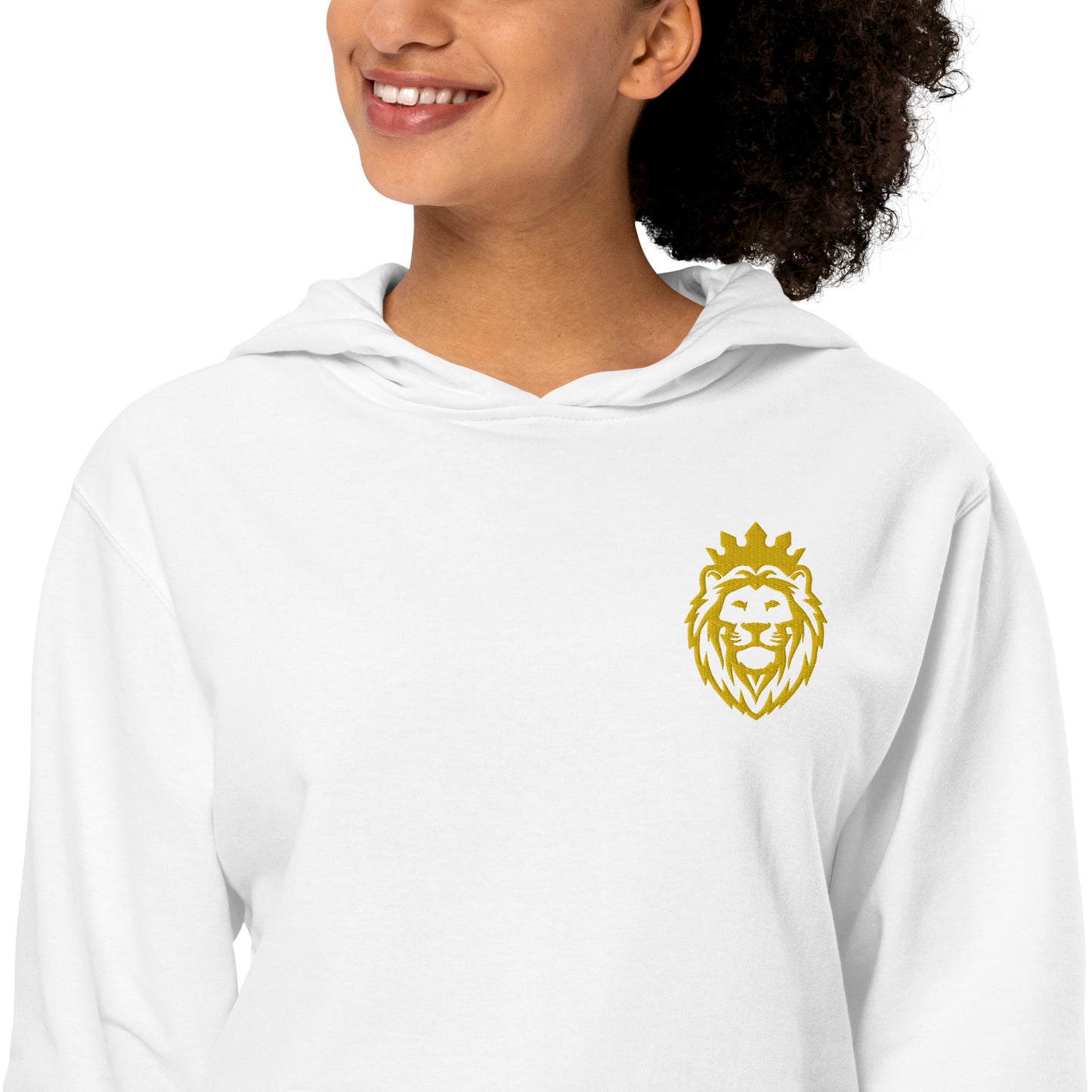 THSR Adult Pullover Hoodie with Left-Chest Logo – Black or White Pullover Hoodies Featuring Gold THSR KING Lion wearing a crown Design for Adults