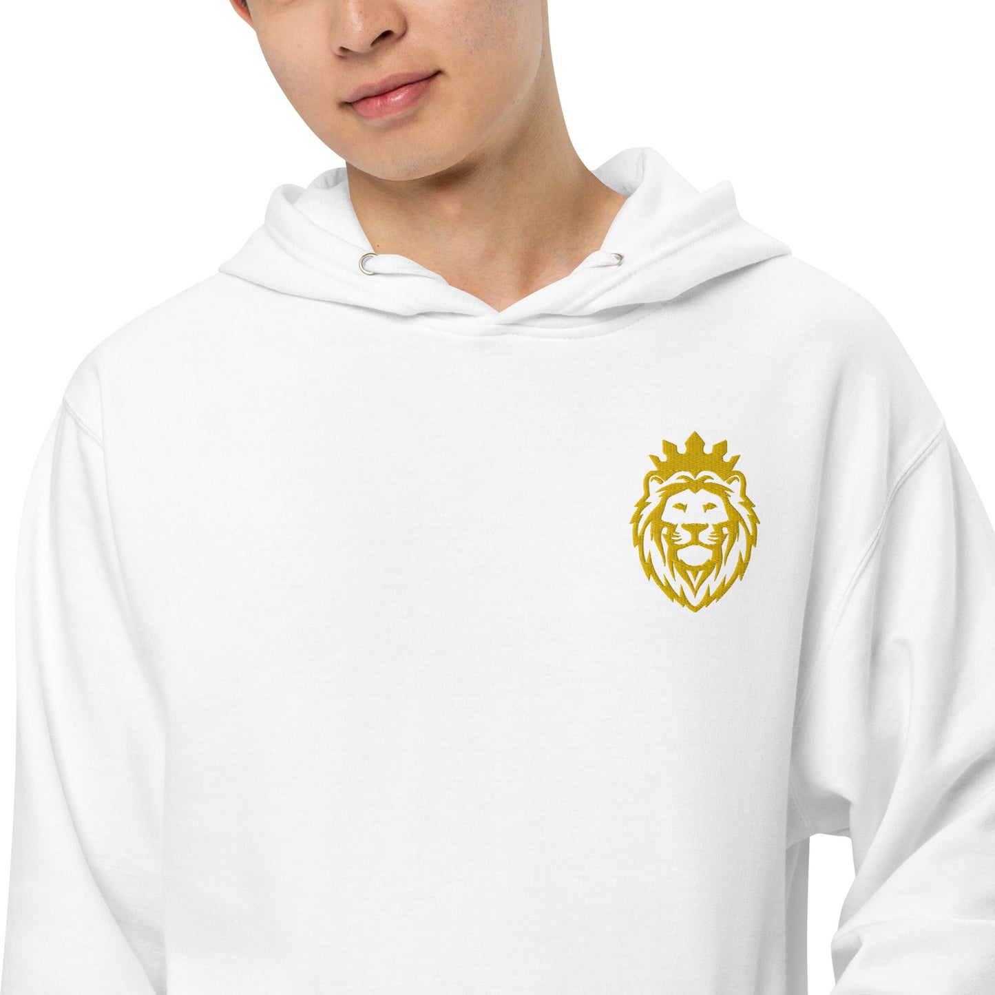 THSR Adult Pullover Hoodie with Left-Chest Logo – Black or White Pullover Hoodies Featuring Gold THSR KING Lion wearing a crown Design for Adults