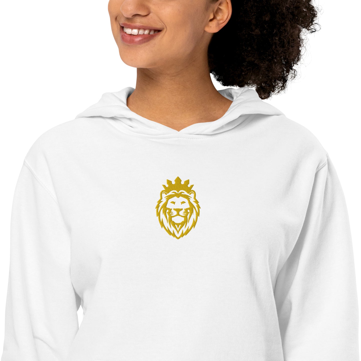 THSR Adult Pullover Hoodie with Center-Chest Logo – Black or White Pullover Hoodies Featuring Gold THSR KING Lion wearing a crown Design for Adults