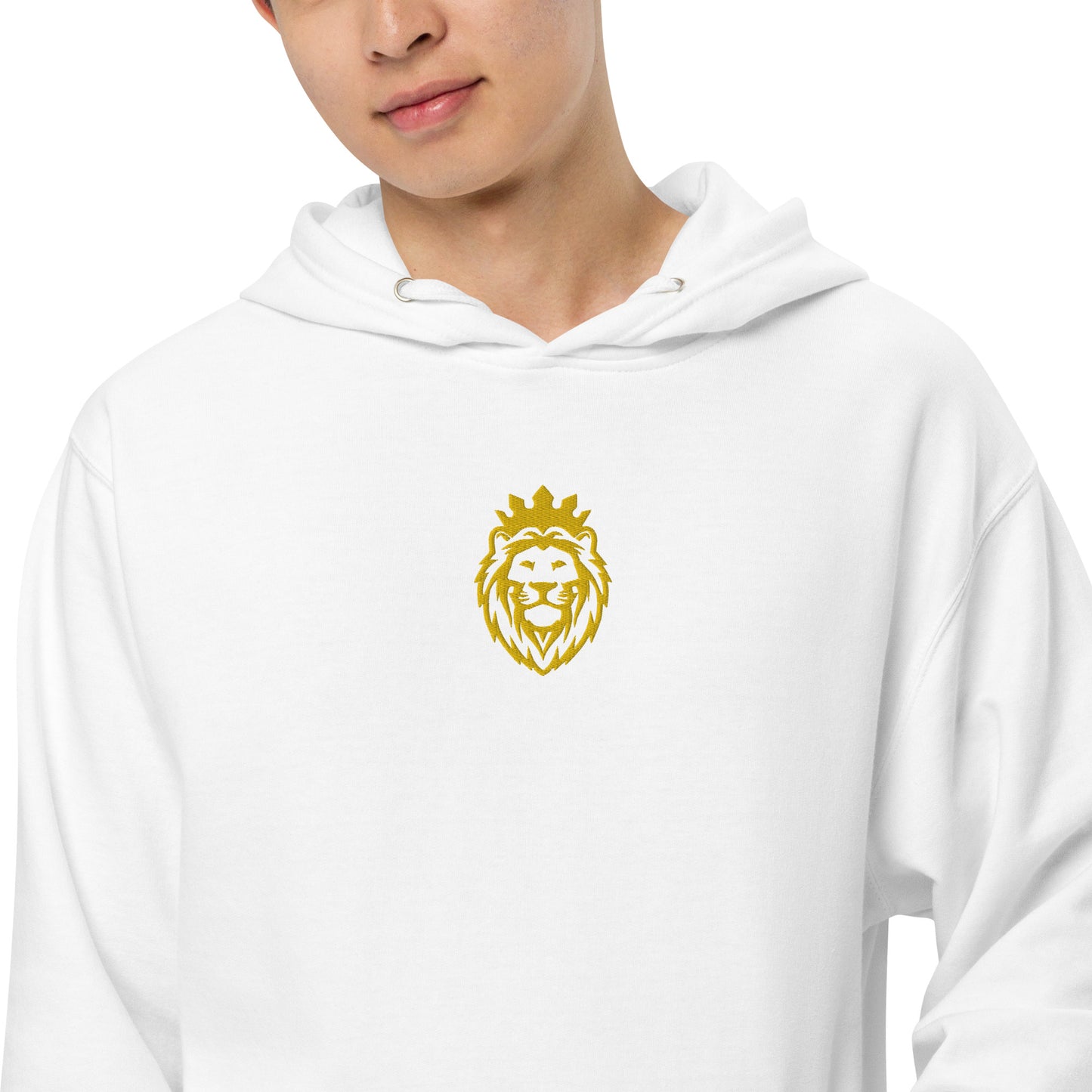 THSR Adult Pullover Hoodie with Center-Chest Logo – Black or White Pullover Hoodies Featuring Gold THSR KING Lion wearing a crown Design for Adults