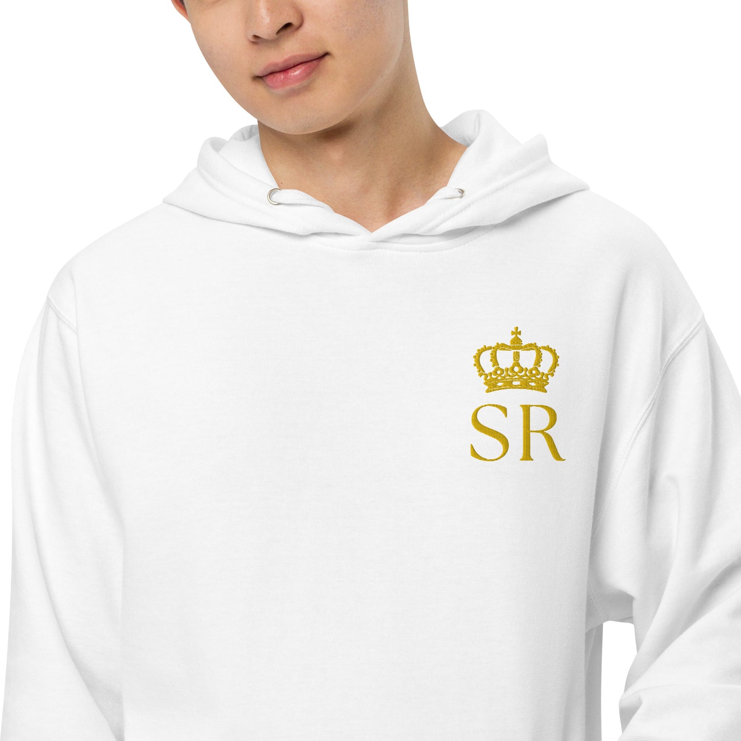 THSR Adult Pullover Hoodie with Left-Chest Logo – Black or White Pullover Hoodies Featuring Gold "SR" under a crown Design for Adults