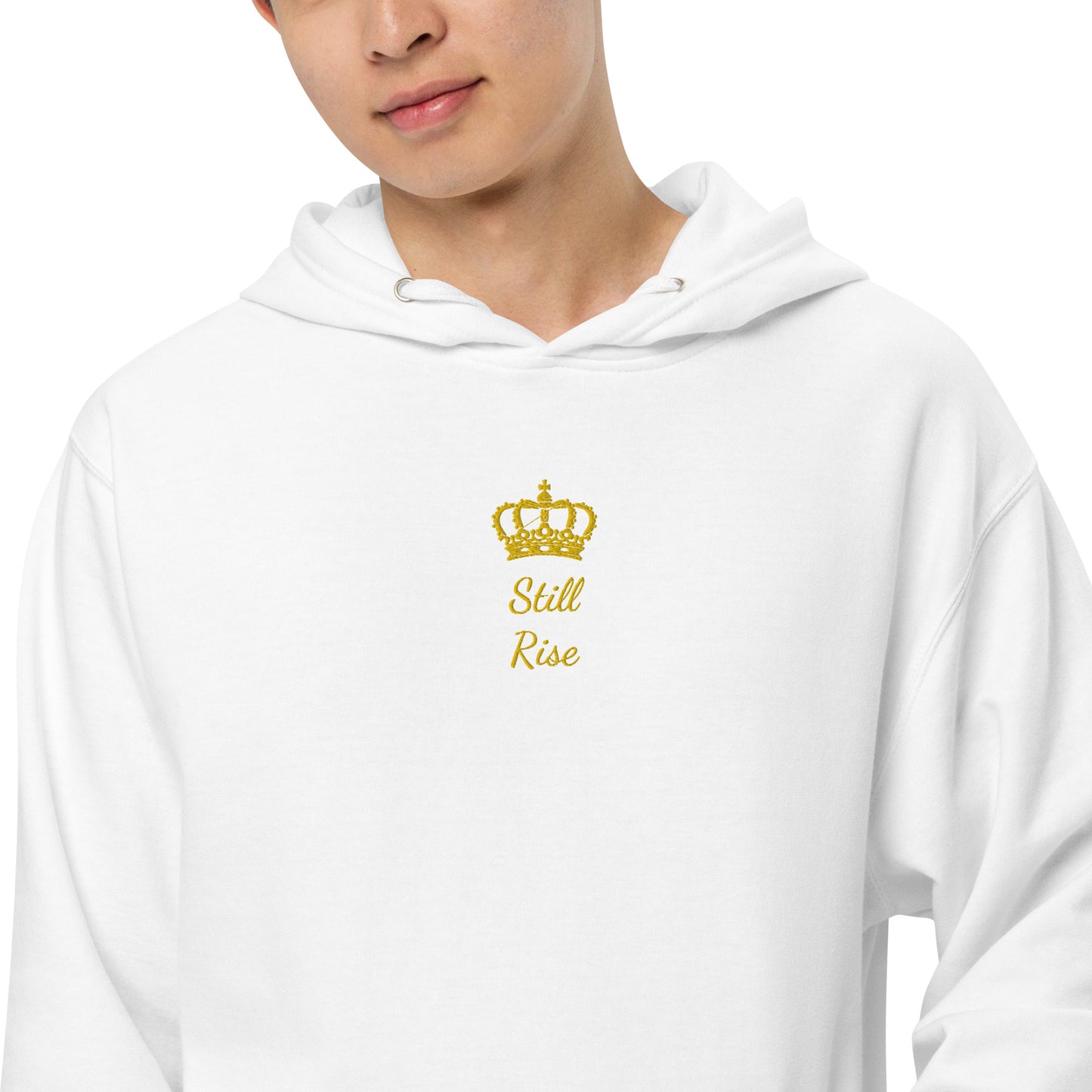 THSR Adult Pullover Hoodie with Center-Chest Logo – Black or White Pullover Hoodies Featuring Gold "Still Rise" under a crown Design for Adults