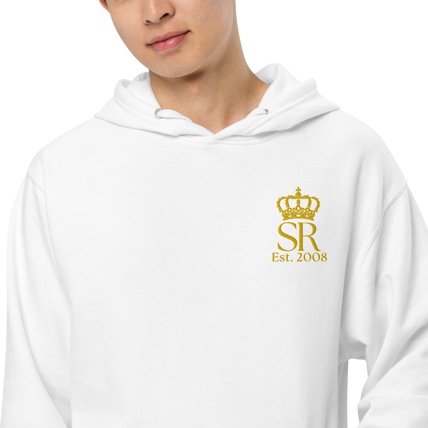 THSR Adult Pullover Hoodie with Left-Chest Logo – Black or White Pullover Hoodies Featuring Gold "SR Est. 2008" under a crown Design for Adults