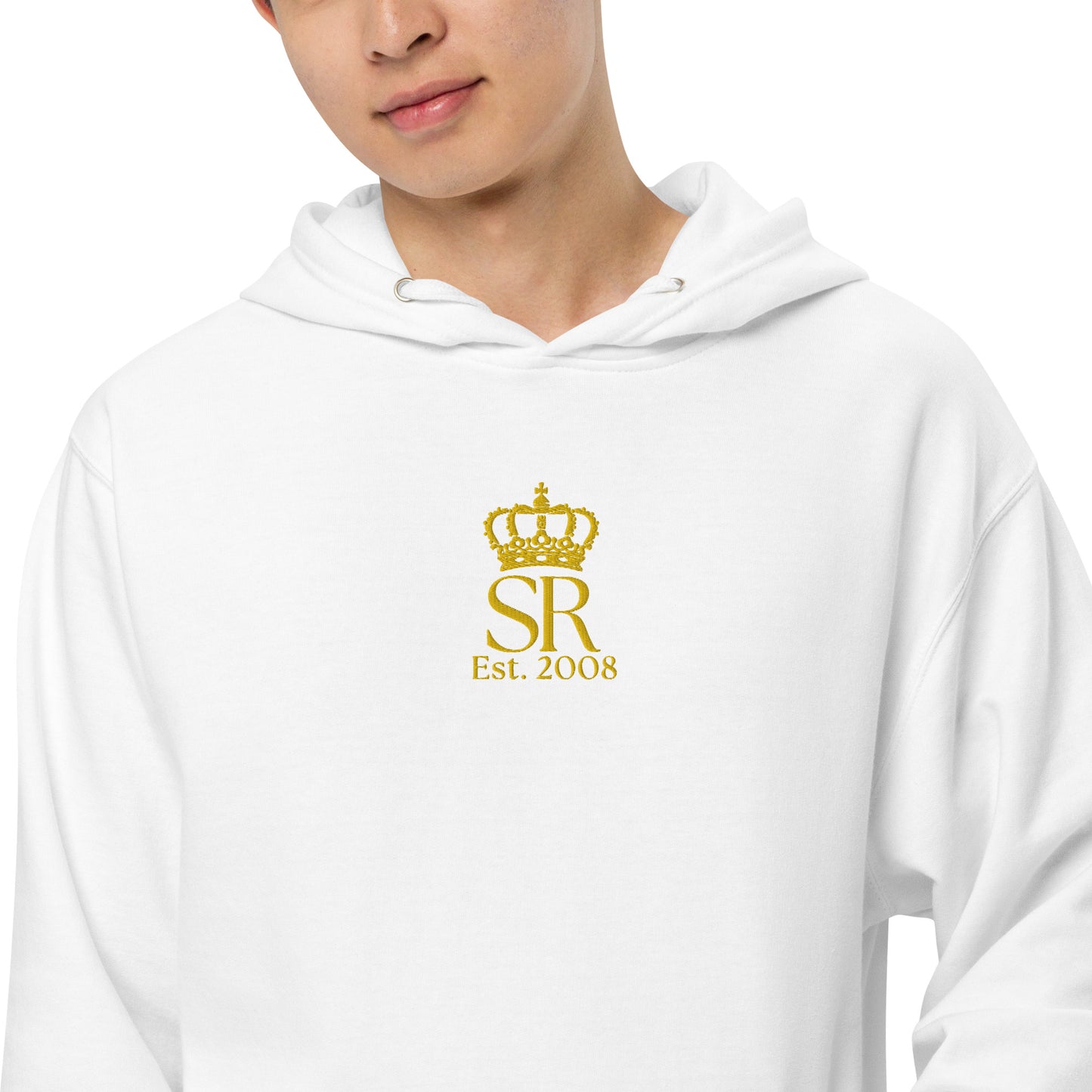 THSR Adult Pullover Hoodie with Center-Chest Logo – Black or White Pullover Hoodies Featuring Gold "SR Est. 2008" under a crown Design for Adults