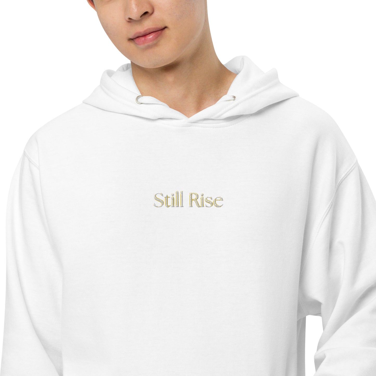 THSR Adult Pullover Hoodie with Center-Chest Logo – Black or White Pullover Hoodies Featuring Bold Gold "Still Rise" Design for Adults