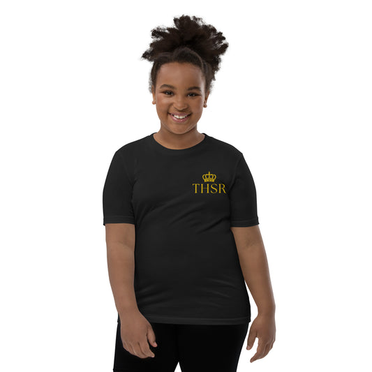 THSR Youth T-Shirt with Left-Chest Logo – T-shirt Featuring Gold "THSR" under a crown Design for Kids