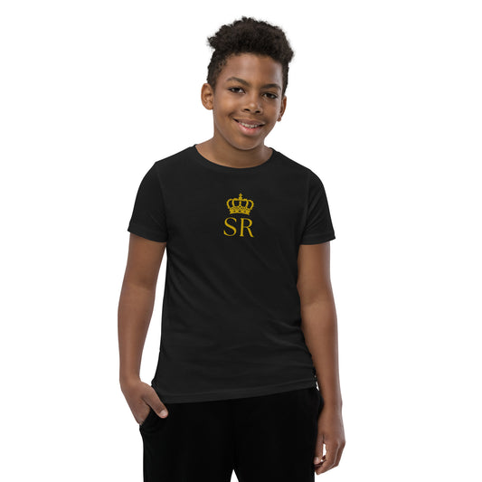 THSR Youth T-Shirt with Center-Chest Logo – T-shirt Featuring Gold THSR "SR" under a crown Design for Kids