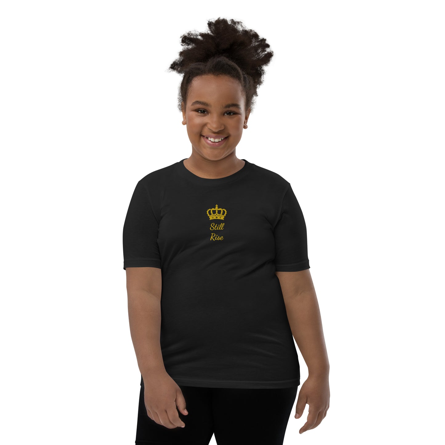 THSR Youth T-Shirt with Center-Chest Logo – T-shirt Featuring Gold "Still Rise" under a crown Design for Kids