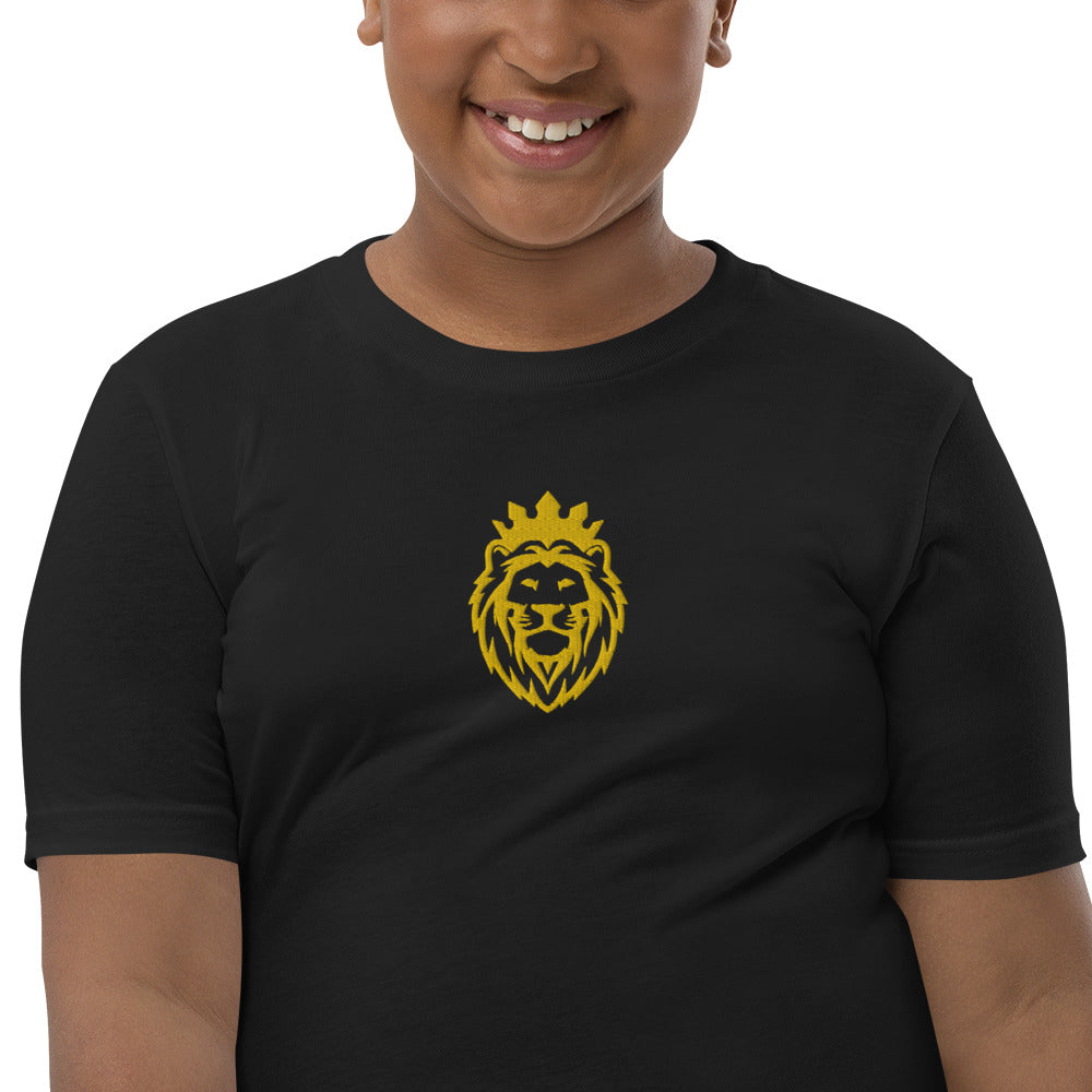 THSR Youth T-Shirt with Center-Chest Logo – T-shirt Featuring Gold THSR KING Lion wearing a crown Design for Kids