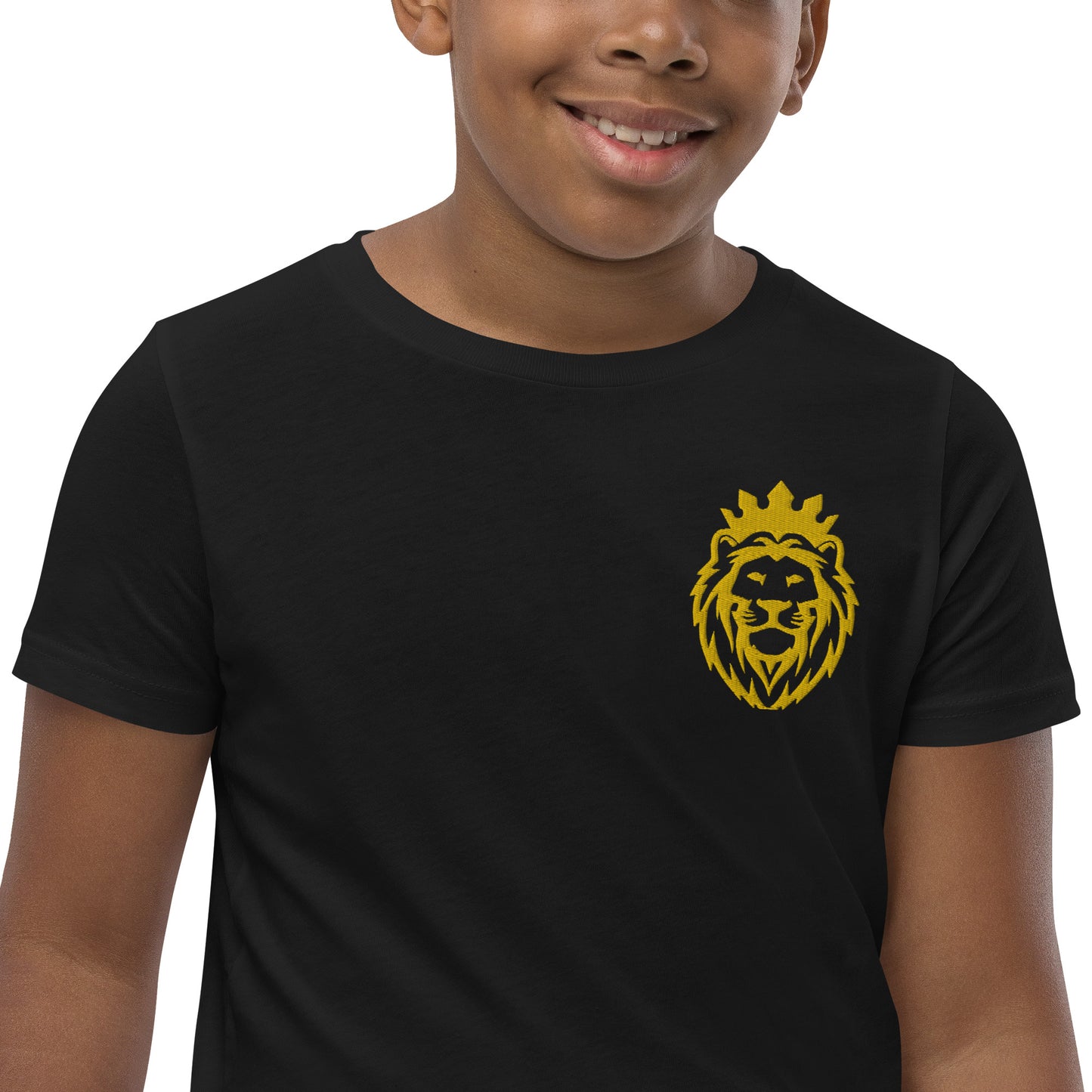 THSR Youth T-Shirt with Left-Chest Logo – T-shirt Featuring Gold THSR KING Lion wearing a crown Design for Kids