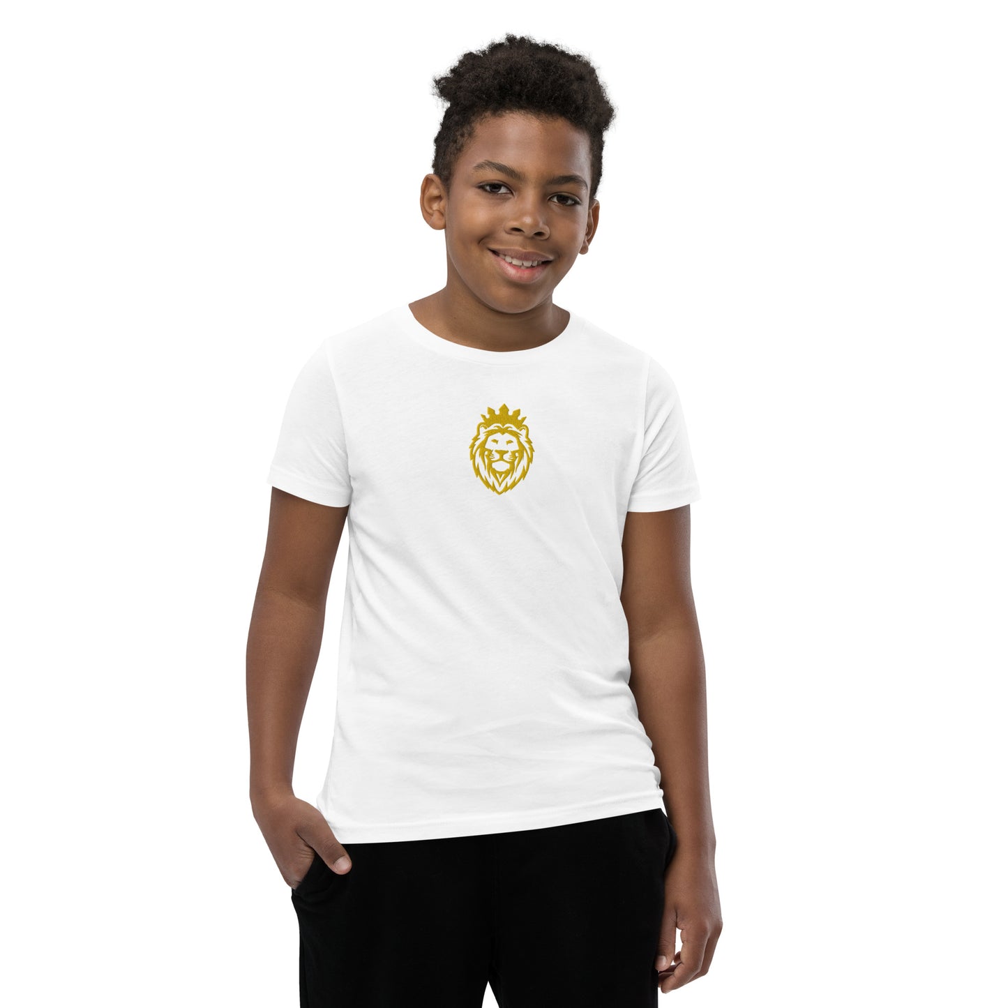 THSR Youth T-Shirt with Center-Chest Logo – T-shirt Featuring Gold THSR KING Lion wearing a crown Design for Kids