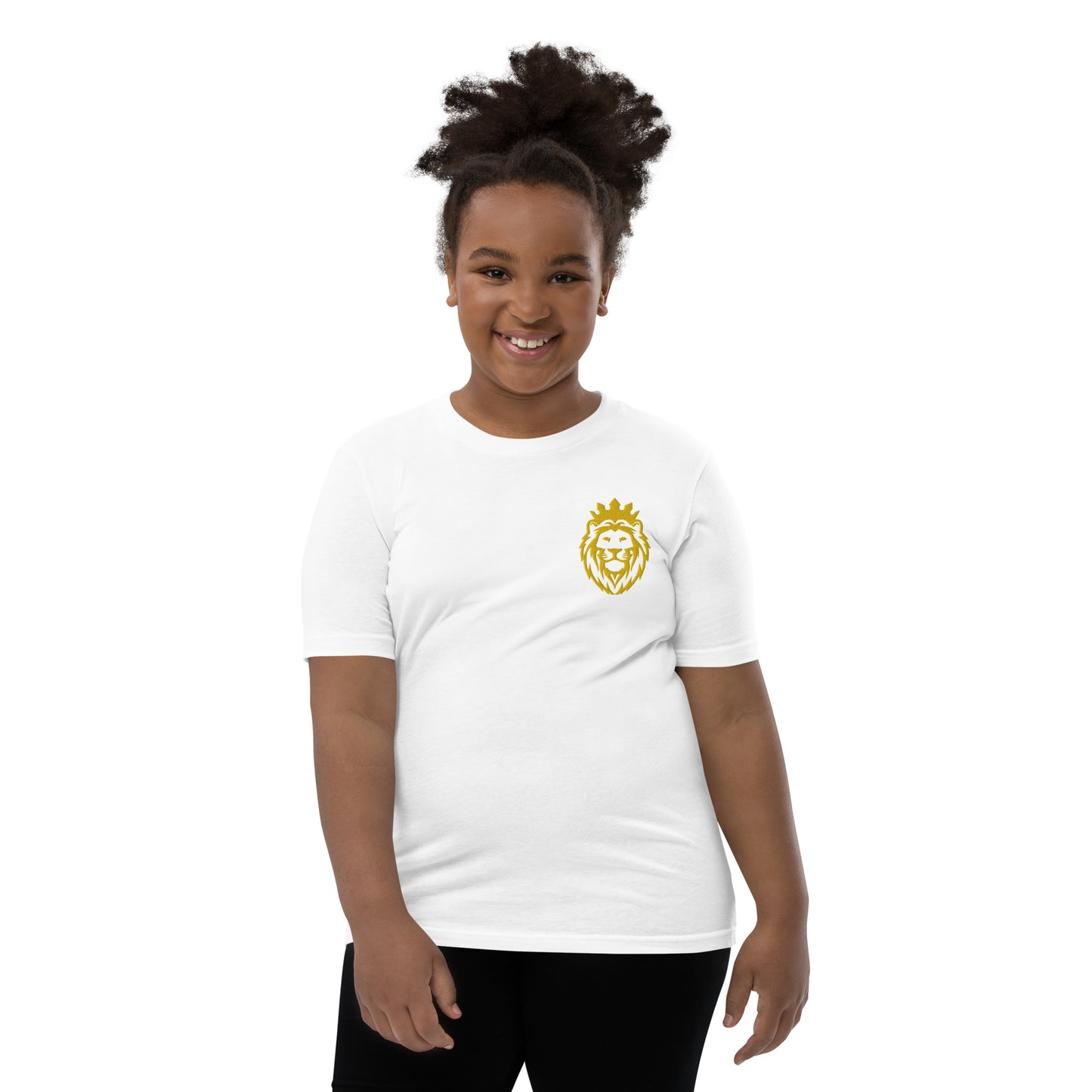 THSR Youth T-Shirt with Left-Chest Logo – T-shirt Featuring Gold THSR KING Lion wearing a crown Design for Kids