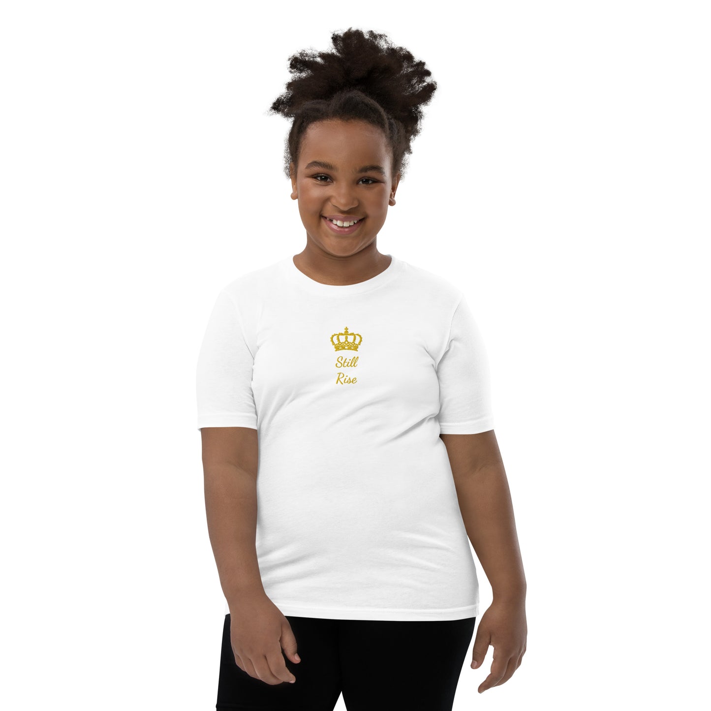 THSR Youth T-Shirt with Center-Chest Logo – T-shirt Featuring Gold "Still Rise" under a crown Design for Kids