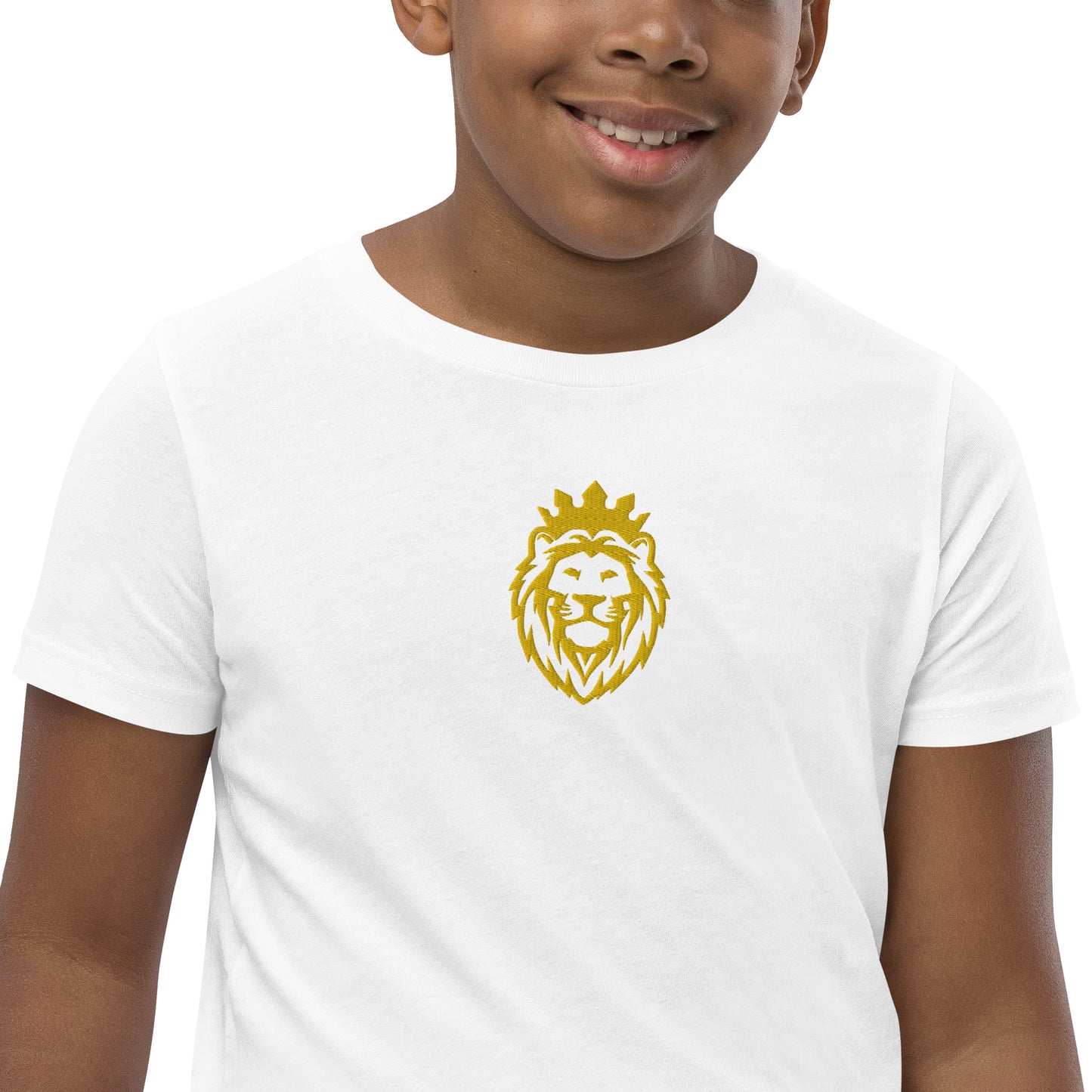 THSR Youth T-Shirt with Center-Chest Logo – T-shirt Featuring Gold THSR KING Lion wearing a crown Design for Kids