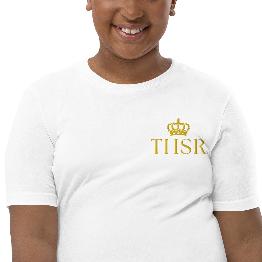 THSR Youth T-Shirt with Left-Chest Logo – T-shirt Featuring Gold "THSR" under a crown Design for Kids