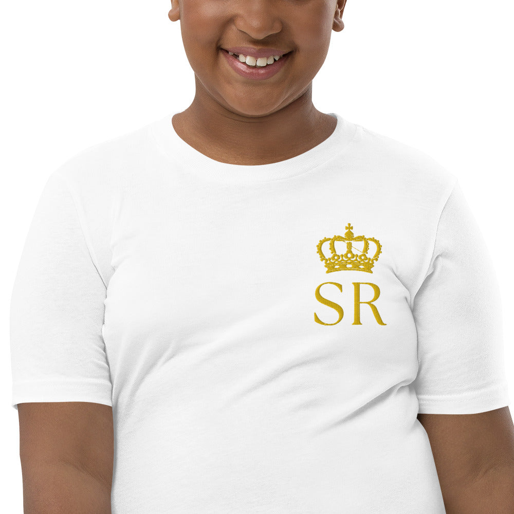 THSR Youth T-Shirt with Left-Chest Logo – T-shirt Featuring Gold THSR "SR" under a crown Design for Kids